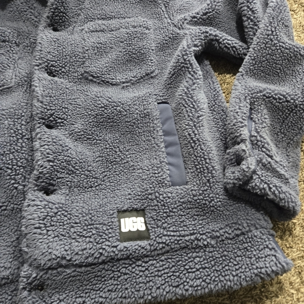 Mens UGG Janson Sherpa Trucker Jacket Size Medium blueish grey Great Condition - Picture 7 of 9